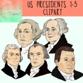 US Presidents 1-5 Clipart - Color and Black and White- 10 