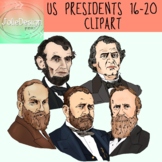 US Presidents 16-20 Clipart - Color and Black and White- 1