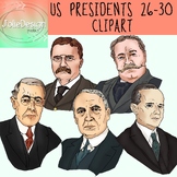 US Presidents 26-30 Clipart - Color and Black and White- 1