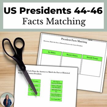 Preview of Free US Presidents 44-46 Facts Matching Activity for American History and Civics
