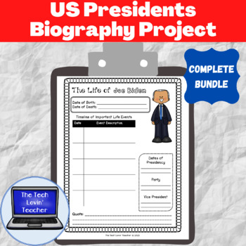 Preview of US Presidents Biography Project (Bundle)
