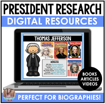 Preview of Presidents' Day Research Project Digital Biography Slides - 3rd, 4th, 5th