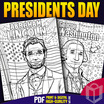 Preview of US Presidents Bundle: Abraham & George Collaborative Posters Coloring Craft