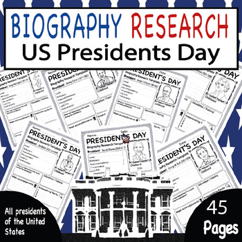 Preview of US Presidents' Day | Biography Research Template Project | 45 Important figures