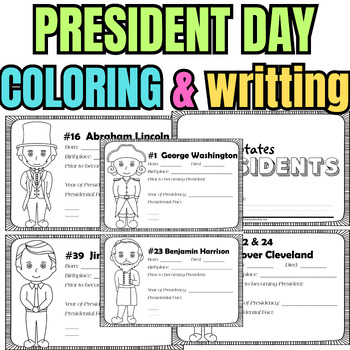 Preview of US Presidents Day Writting Crafts -US Presidents Coloring Book & Writting Promot