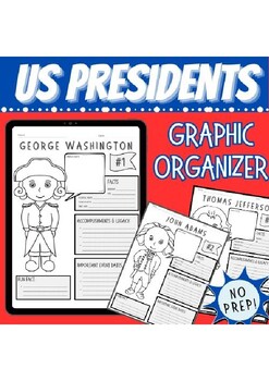 Preview of US Presidents' Day research graphic organizer (all 46 presidents)