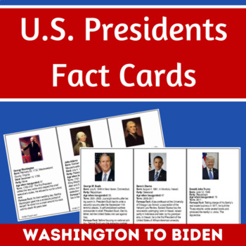 Preview of US Presidents Fact Cards