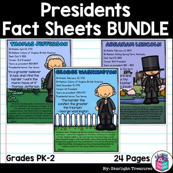 Preview of US Presidents Fact Sheets for Early Readers