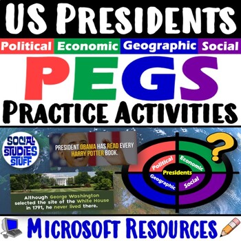 Preview of US Presidents PEGS Factors 5-E Lesson | Fun Facts Practice Activity | Microsoft