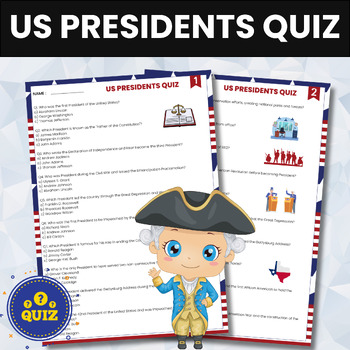 Preview of US Presidents Quiz | Civics and Government Assessment | Presidents Day