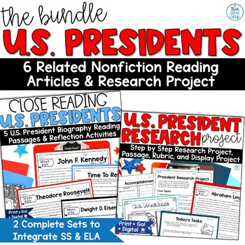 Preview of Presidents Day Writing Activities Reading Passages Research Project Poster