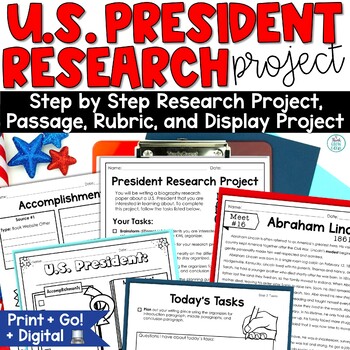 Preview of US Presidents Research Posters February Writing Prompt Bulletin Board Ideas