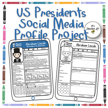 Preview of US Presidents Social Media Profile Biography Research Project ELA Grade 4 5 6
