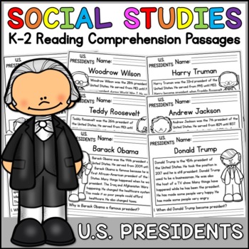 Preview of US Presidents Social Studies Reading Comprehension Passages K-2