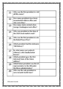 US Presidents Trivia Questions / Quiz - 20 Questions With Answers ...