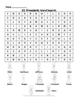 Preview of U.S. Presidents Word Search