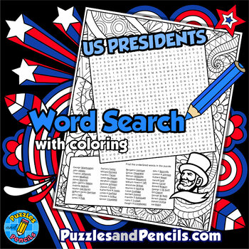 Preview of US Presidents Word Search Puzzle Activity Page | US Presidents Wordsearch
