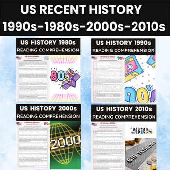 Preview of US Recent History Reading Comprehension Bundle | 1980s 1990s 2000s 2010s