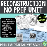 Reconstruction Era Unit - 3 Lessons - No Prep - Audio & Di