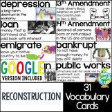 US Reconstruction Vocabulary Word Wall Cards - Bulletin Board