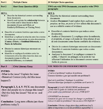 Preview of US Regents Breakdown (English, Spanish, French)