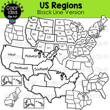 Preview of US Regions - Black Line Version