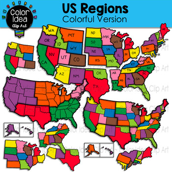 Preview of US Regions - Colorful Version
