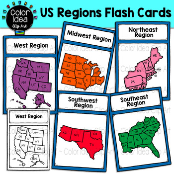 Preview of US Regions Flash Cards