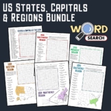US Regions, States, Capitals Matching Geography Word Searc