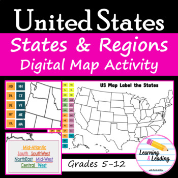 Preview of US Regions and State Map Digital Drag and Drop