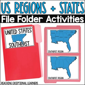Preview of US Regions and States File Folder Activities