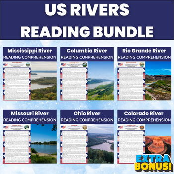 Preview of US Rivers Reading Comprehension Bundle | American Geography Reading
