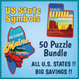 US STATE SYMBOLS BUNDLE - 50 USA Word Search Puzzle Worksh