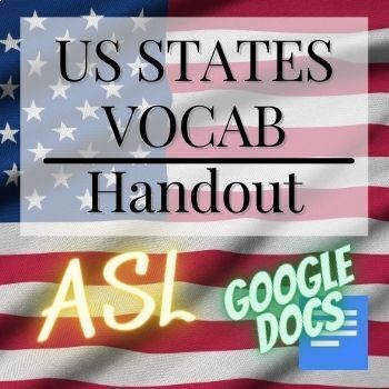Preview of US STATES VOCAB - ASL - HANDOUT