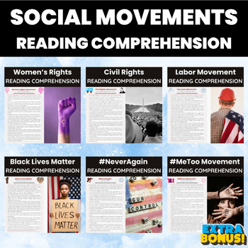 Preview of US Social Movements Reading Comprehension | History of American Social Movements