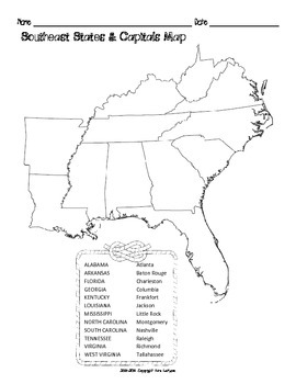 Us Southeast Region States Capitals Maps By Mrslefave Tpt