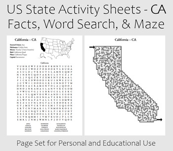 Preview of US State Activity Worksheet - California