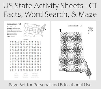 Preview of US State Activity Worksheet - Connecticut