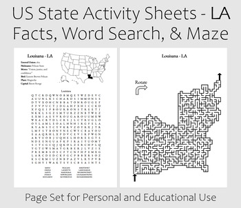 Preview of US State Activity Worksheet - Louisiana
