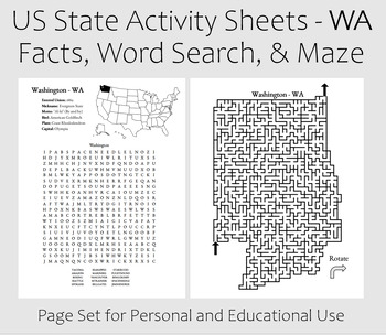 Preview of US State Activity Worksheet - Washington