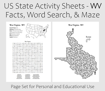 Preview of US State Activity Worksheet - West Virginia