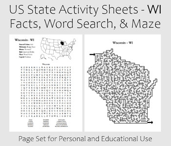 Preview of US State Activity Worksheet - Wisconsin