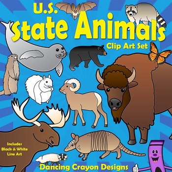 US State Animals Clip Art by Dancing Crayon Designs | TPT