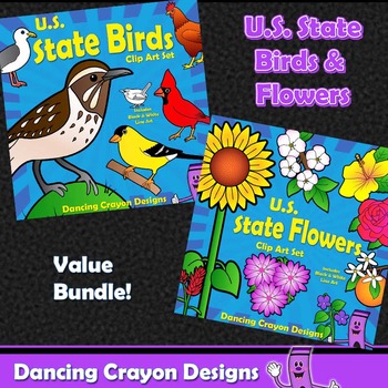 Preview of US State Birds and US State Flowers Clip Art BUNDLE
