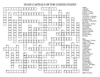 Preview of US State Capitals Crossword Puzzle