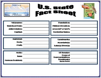 Preview of US State Fact Sheets - 50 States + DC
