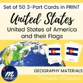 US State Flags 3-Part Cards Set 50 Cards in PRINT