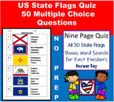 No Prep US State Flags Quiz - Multiple Choice, Answer Key 