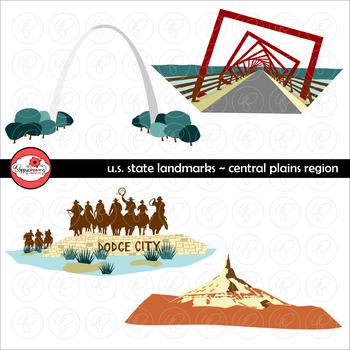 Preview of U.S. State Landmarks Central Plains Region Clipart by Poppydreamz