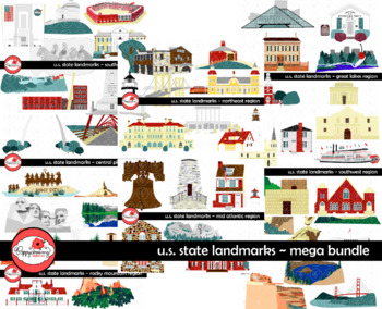 Preview of U.S. State Landmarks MEGA BUNDLE Clipart by Poppydreamz